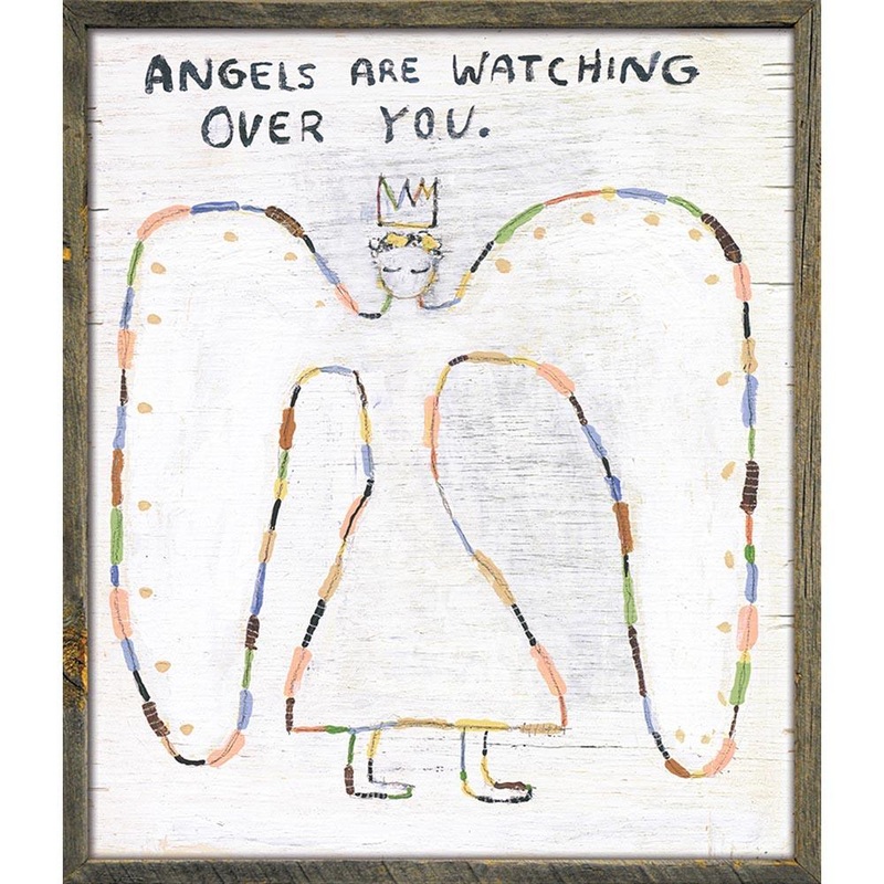 Angels Are Watching Art Print|Grey Wood|Gallery Wrap