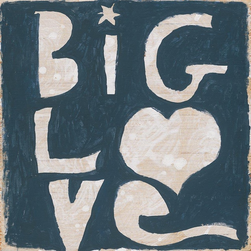 Big Love Art Print|23″ x 23″|36″ x 36″|Gallery Wrap|Grey Wood
