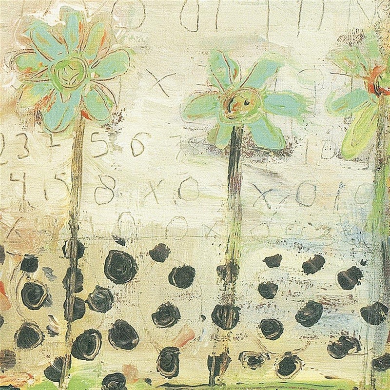 Blue Flowers Art Print|23″ x 23″|36″ x 36″|Gallery Wrap|Grey Wood