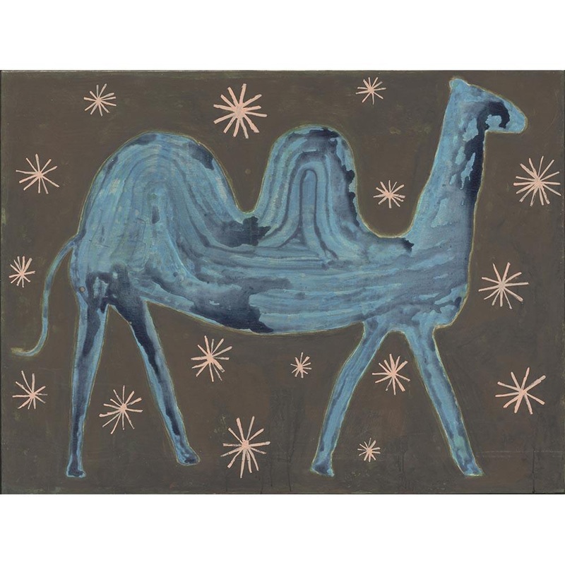 Camel in the Stars Art Print|35″ x 24″|34″ x 45″|Gallery Wrap|Grey Wood