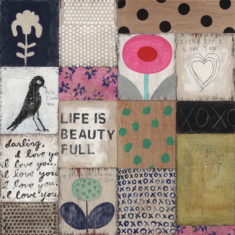 Collage #1 Art Print|23″ x 23″|36″ x 36″|Gallery Wrap|Grey Wood