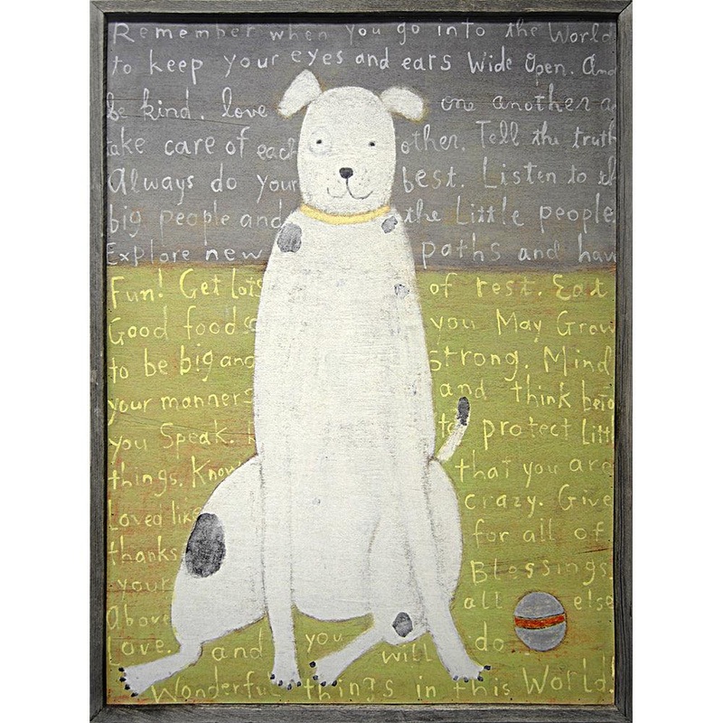 White Boy Dog Grey Wood Art Print