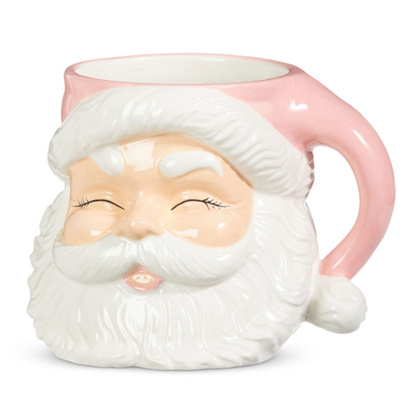 7.5 Ceramic Pink Santa Mug Container