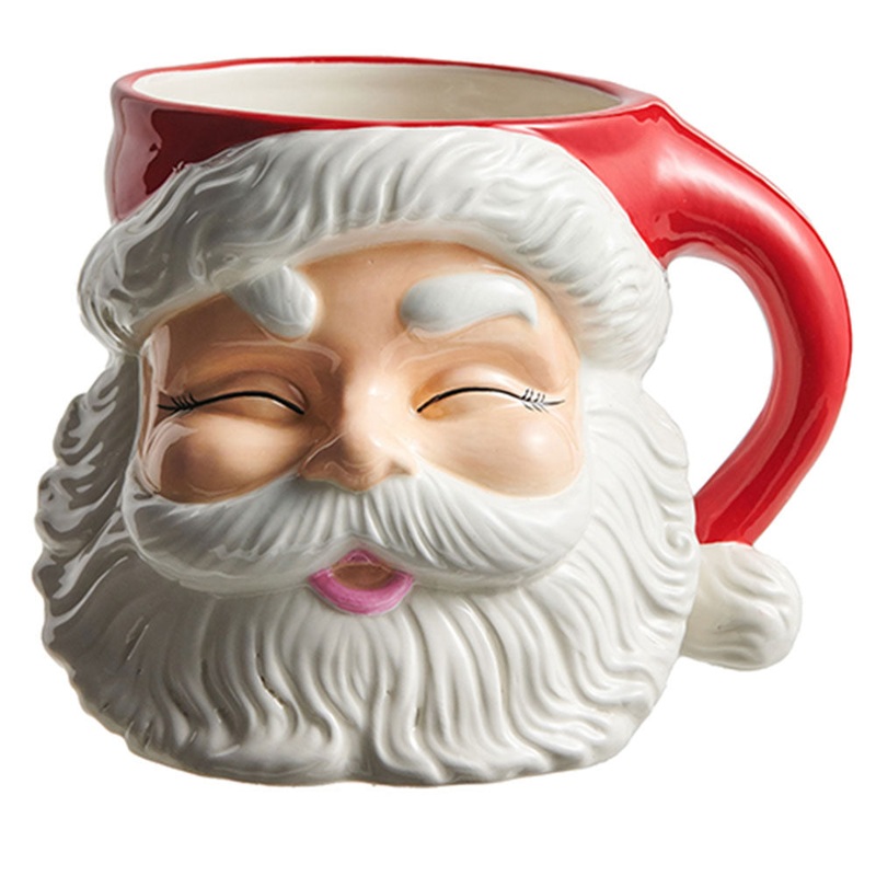 7.5 Red Santa Mug Ceramic Container