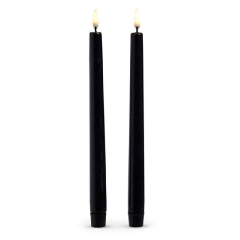 10 Black Wax Taper Candles
