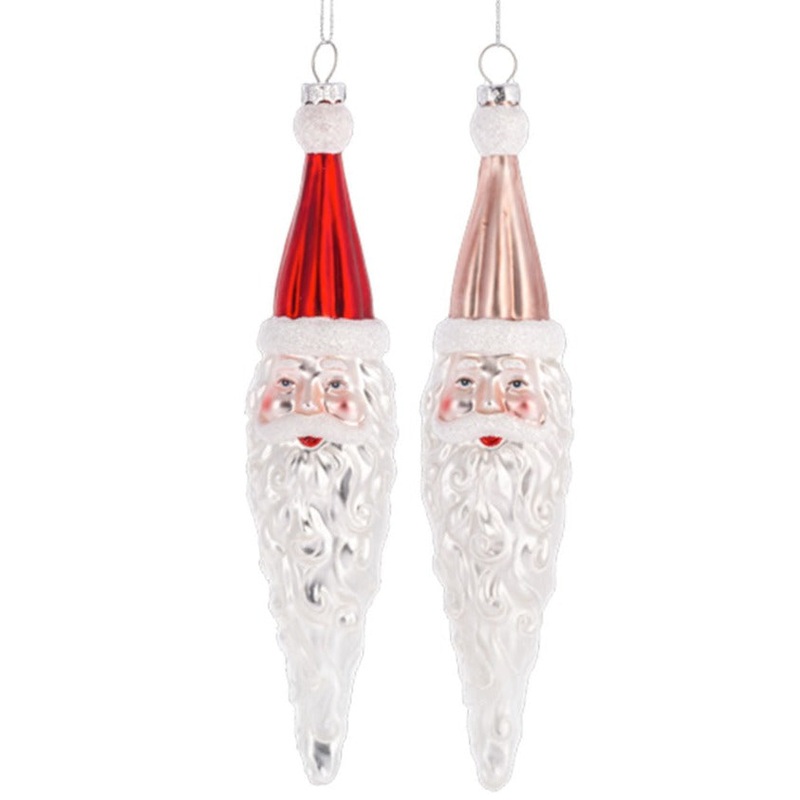 Santa Icicle Blown Glass Ornaments Set of 4