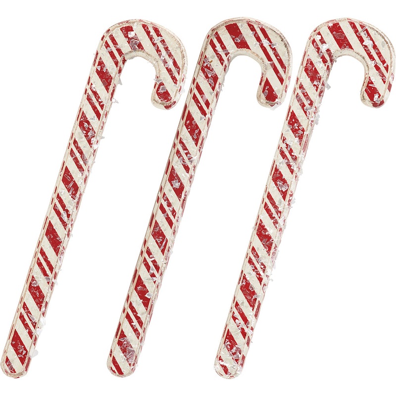 Striped 6 Vintage Wood Candy Cane Set of 3
