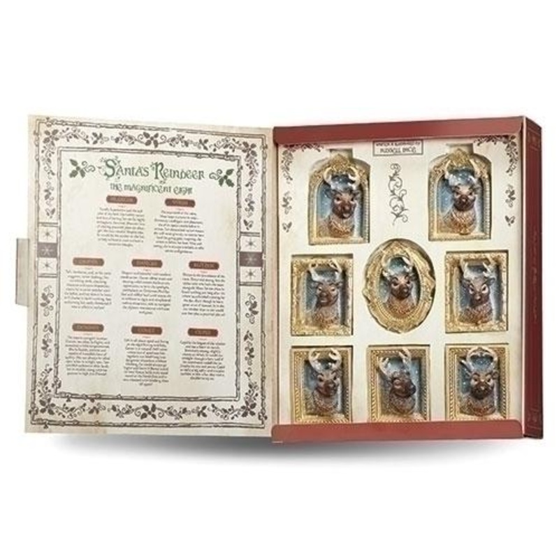4 Reindeer Frame Ornament 8 Piece Gift Set