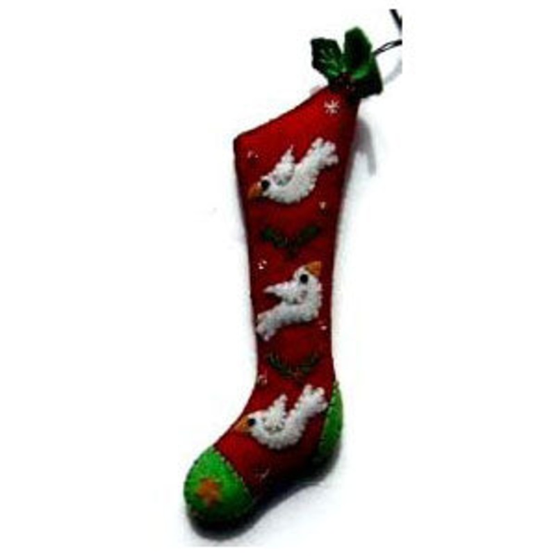 5.5 Red Stocking w/3 White Pigeons