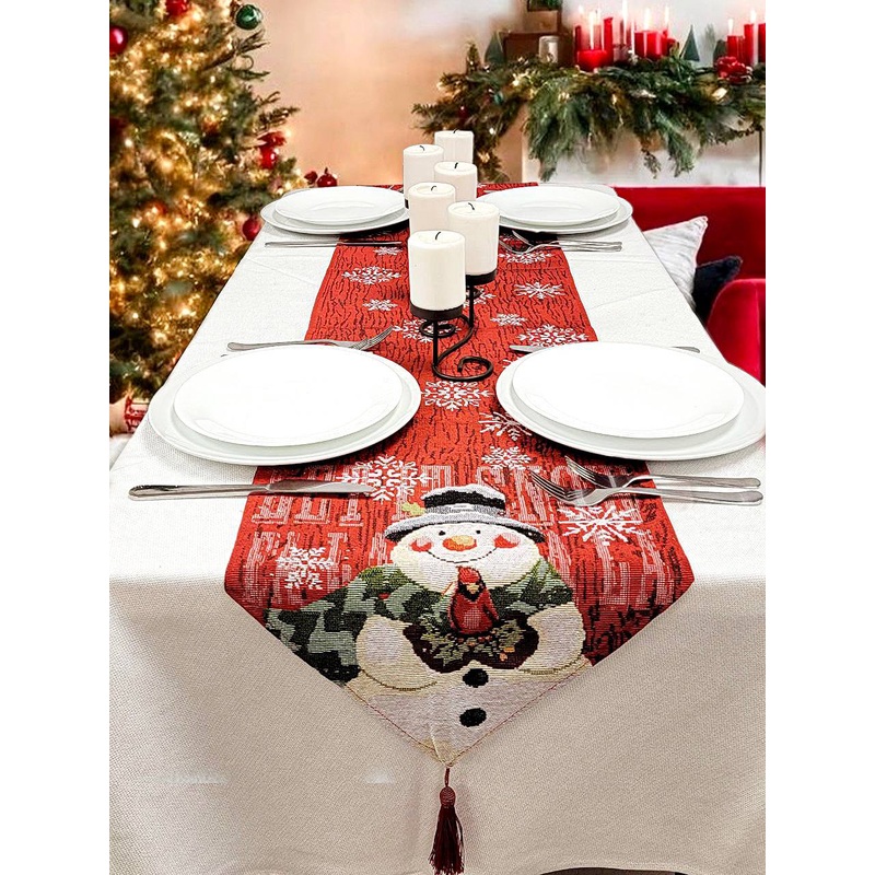 Snowman Christmas Red Table Runner F07M5-8F