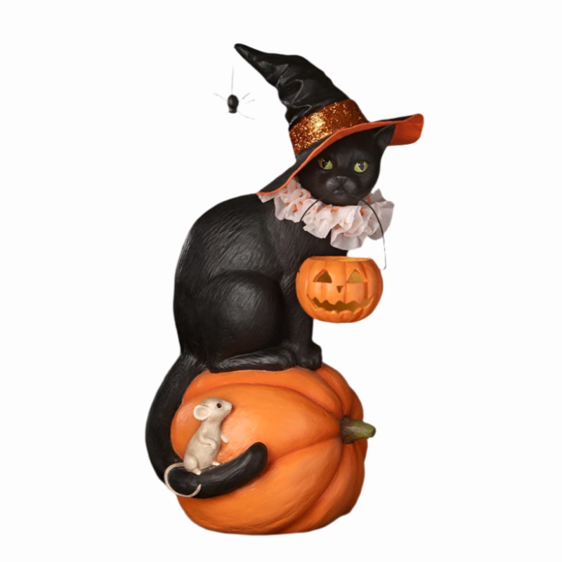 Cat Witch on Pumpkin by Bethany Lowe Designs