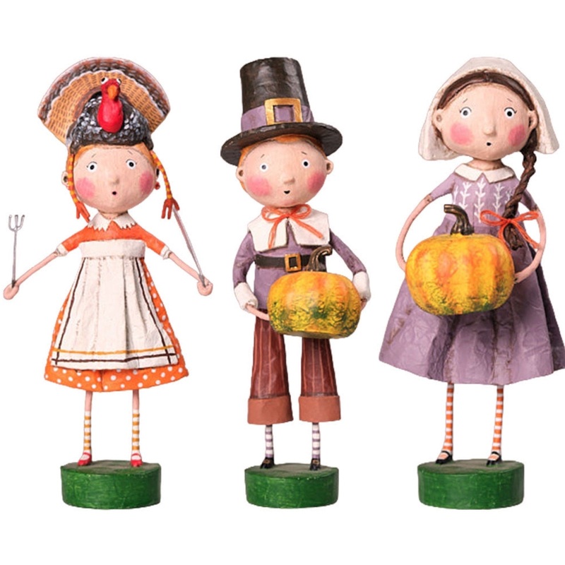 Harvest Hosts Set of 3 Lori Mitchell Thanksgiving Figurines