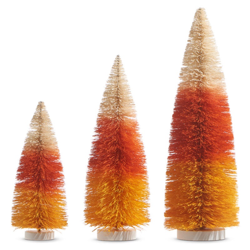 15 Candy Corn Bottle Brush Trees Set/3