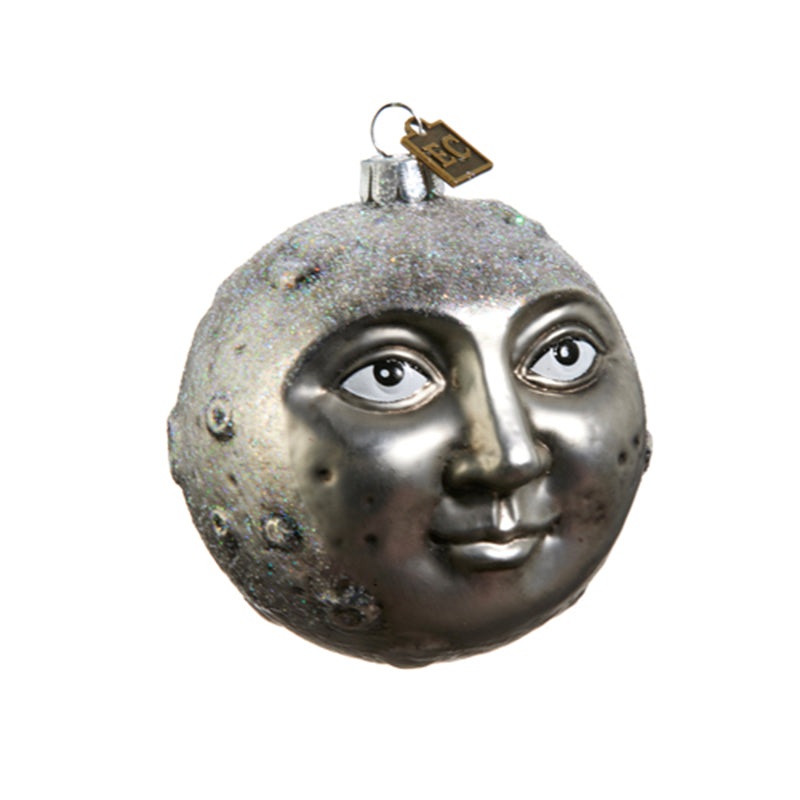 3.25 Man In The Moon Glass Ornament by Eric Cortina