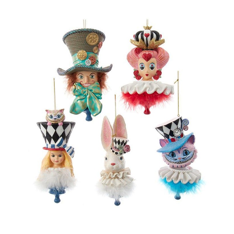 6 Holly Hats Alice In Wonderland Hat Ornament Set, 5 Piece Set by Kurt Adler