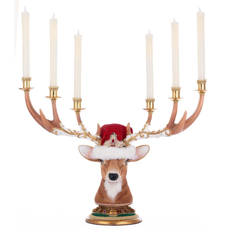 Christmas Ball Deer Head Candelabra by Katherine’s Collection