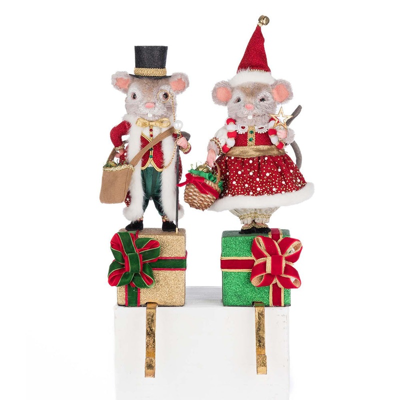 Christmas Ball Mouse Stocking Holder Assortment of 2 by Katherine’s Collection