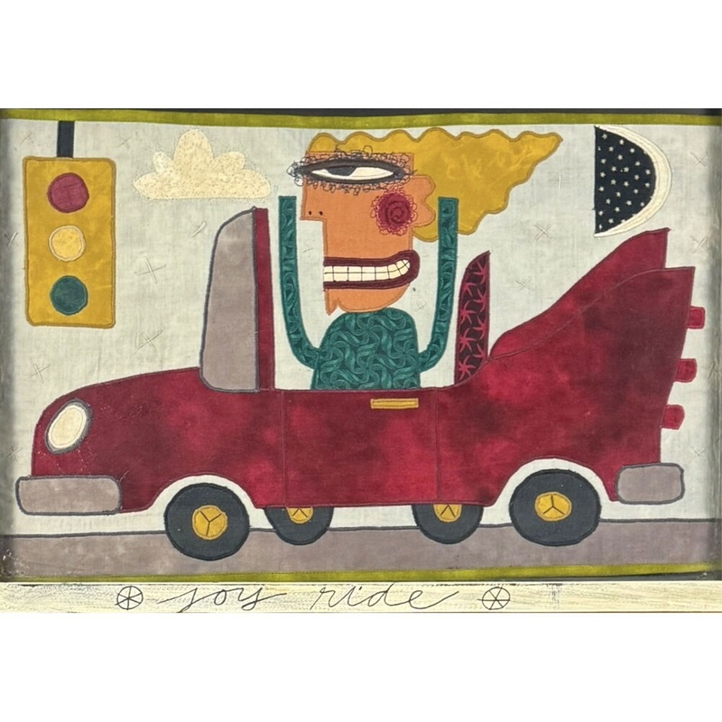 Vintage Chris Roberts Antieau Joy Ride Tapestry Art in Frame