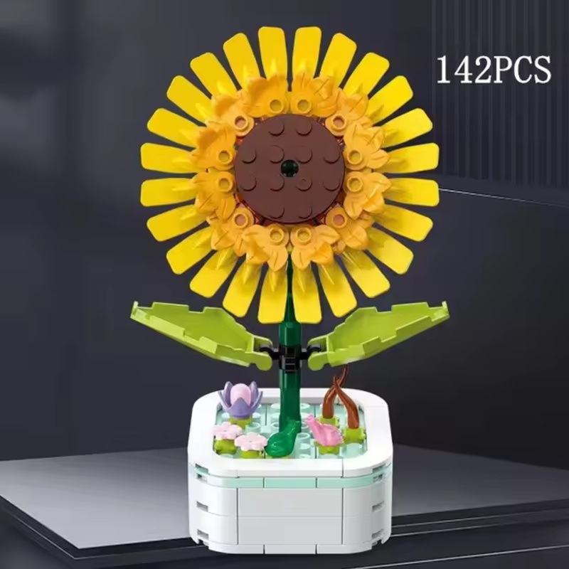Sunflower Compositae Building Brick Potted Flower F07M9-8(103)-A7
