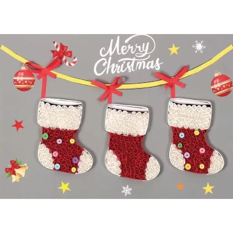 Christmas Stockings DIY Making Kit. Paper Quilling Set F07M3-6-Stocking