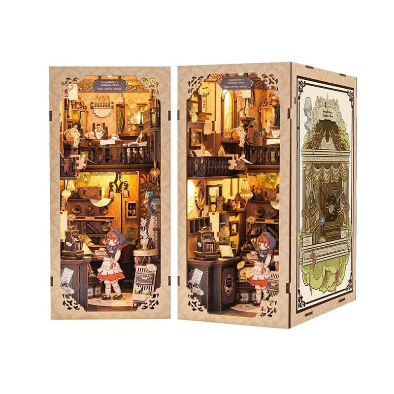 Book Nook Wizardi Miniature – Grandfather’s Antique Store Roombox Kit