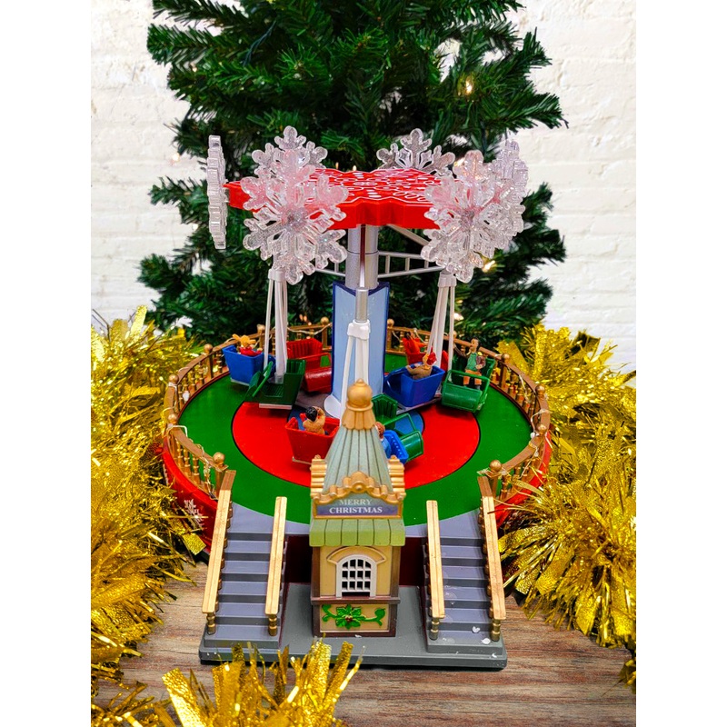 Christmas Carousel Decoration. Animated Christmas Village F07M4-14-W205