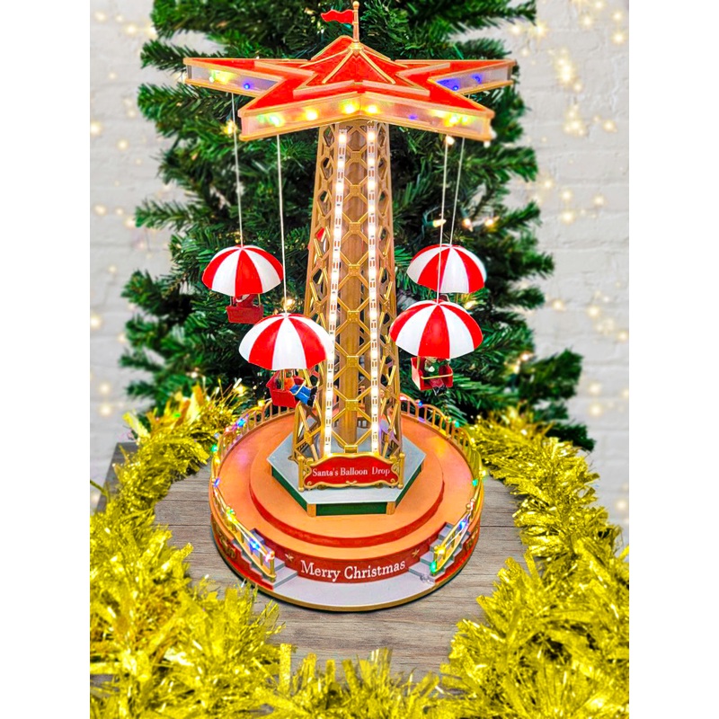 Christmas Parachute Tower. Animated Christmas Village F07M4-8-W201 Christmas Carousel