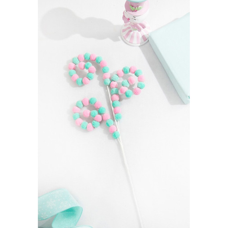 28 Mint and Pink Spiral Curly Spray