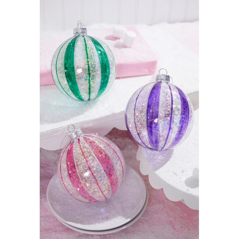 4 Glass Fantasy Striped Ball Ornament