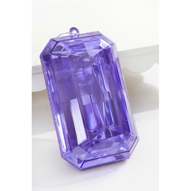 9 Purple Acrylic Emerald Cut Precious Gem Ornament