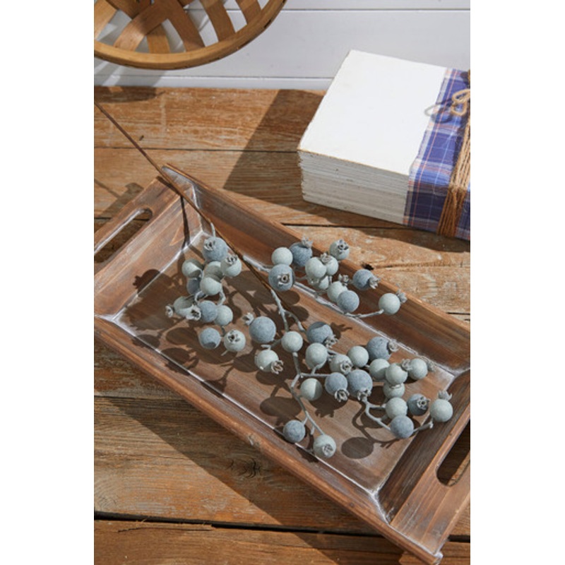 29 Blue Flocked Berry Spray