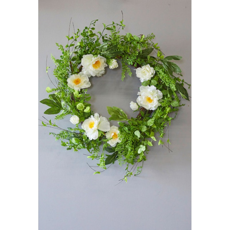 30 White Peony Wreath
