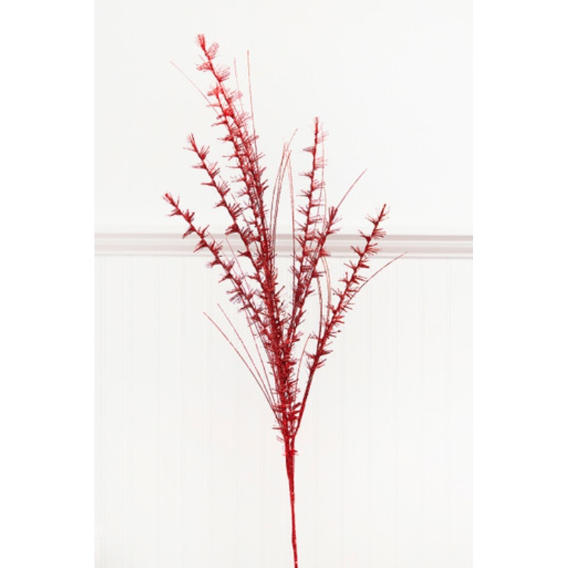 34 Red Glitter Grass Spray