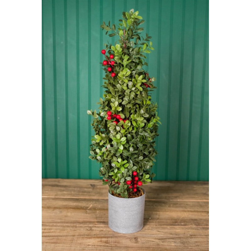 20 Holiday Potted Boxwood Tree W/ Berry