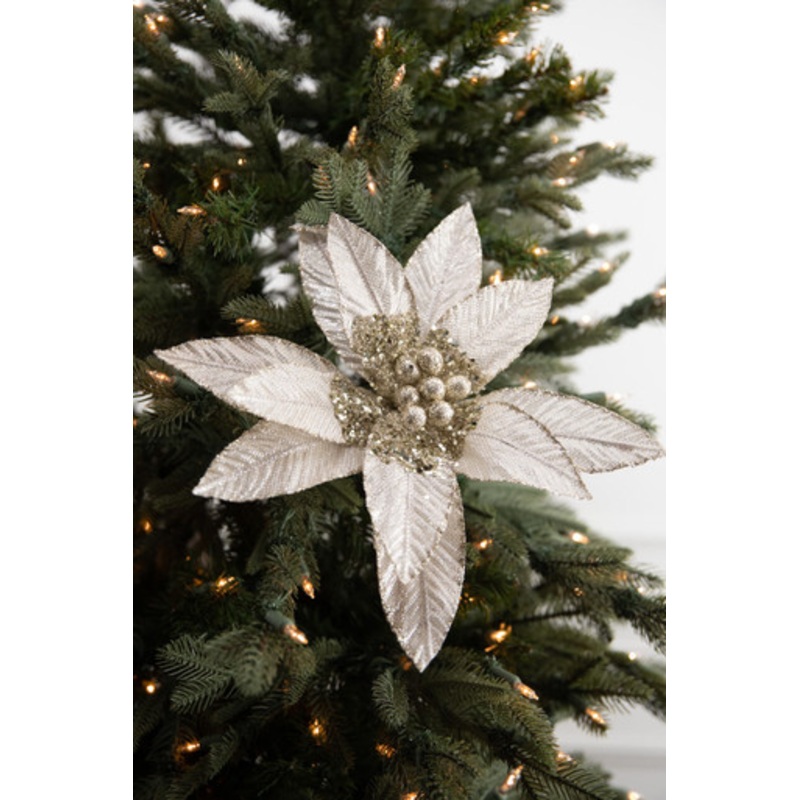 22 x 13 Metallic Bead Poinsettia Stem