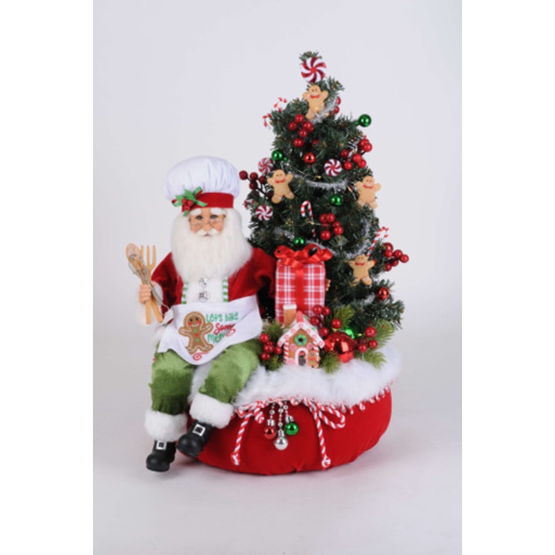 Karen Didion Lighted Gingerbread Santa Bag