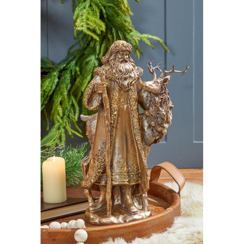15.5 Resin Highlands Santa with Deer