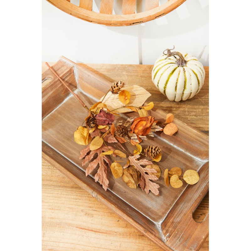 18” Dry Leaf Lantern Fruit Spray
