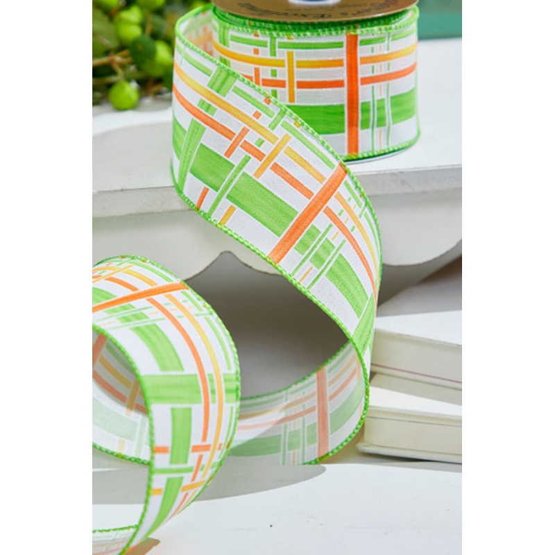 2.5 X 10 Yards Green Plaid Ribbon