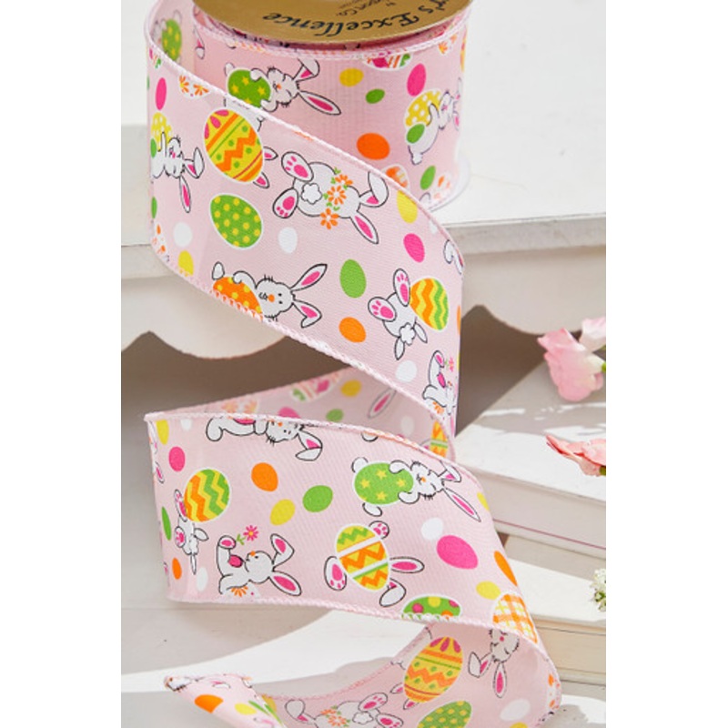 2.5 x 10 Yards Pink Bunny Eggs Ribbon