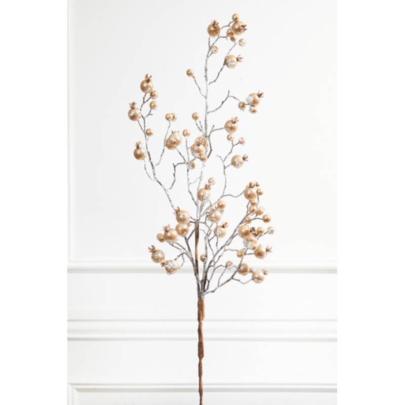 38 Champagne Gilded Frosted Crabapple Christmas Spray