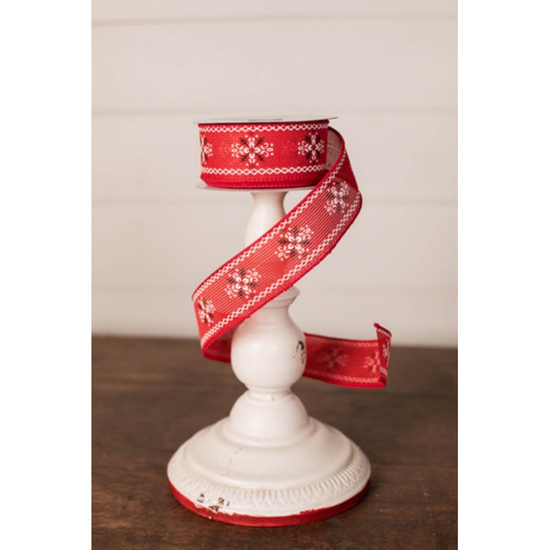 1.5 x 10 Yard Christmas Red Cross Stitch Ribbon