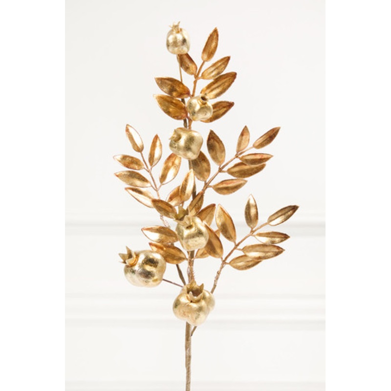 26 Antique Gold Metallic Pomegranate Stem