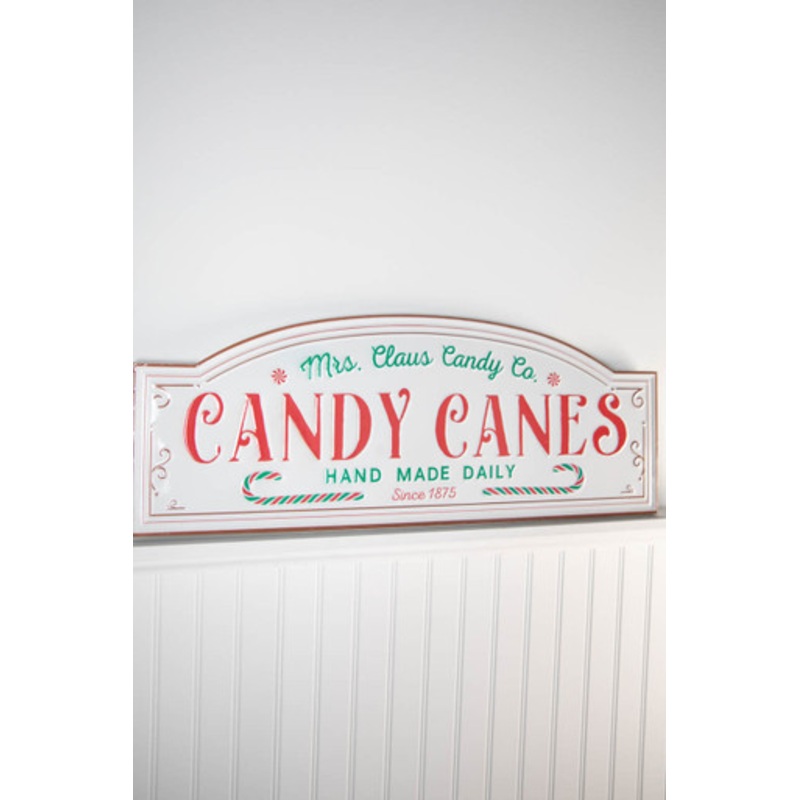 28 Metal Embossed Candy Cane Wall Sign