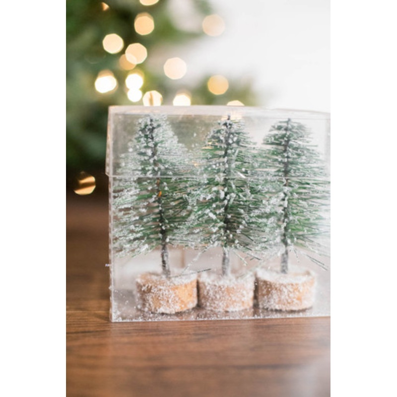 5 Mini Green Bottlebrush Trees – Set of 3