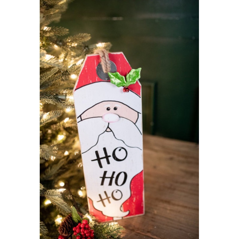 15.75 Wood Santa & Snowman Wall Hanging Decor