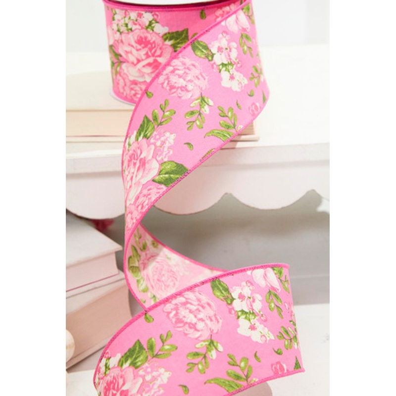 2.5×10 Pink Spring Floral Ribbon