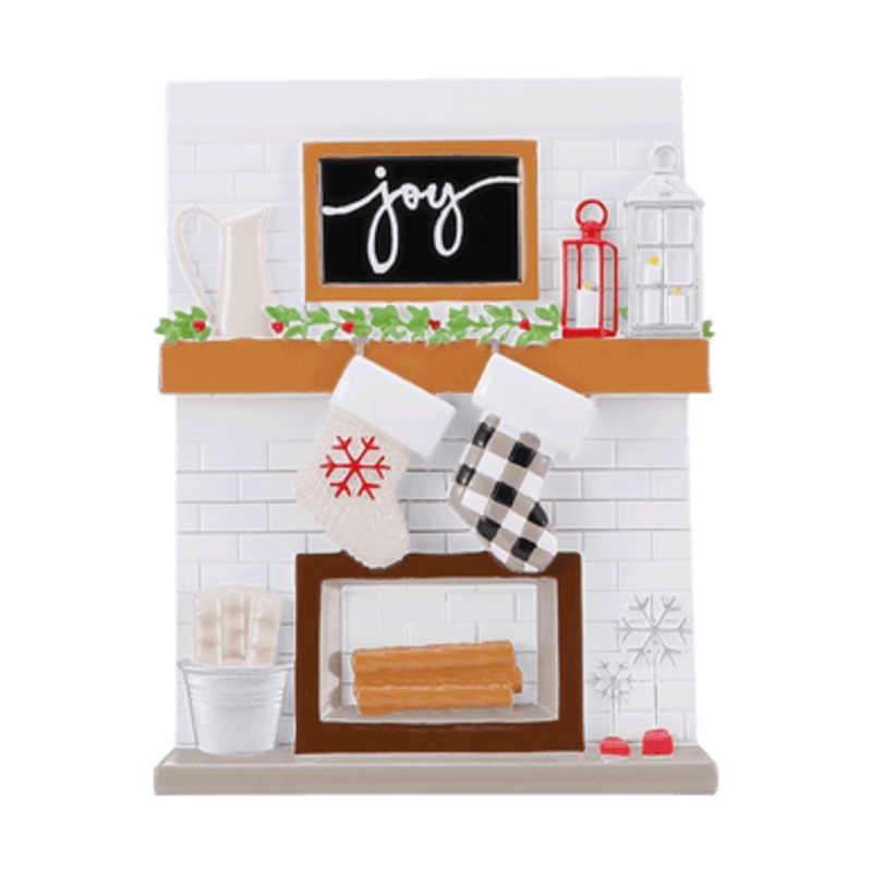 Fireplace Mantle Family of 2 Customizable Ornament