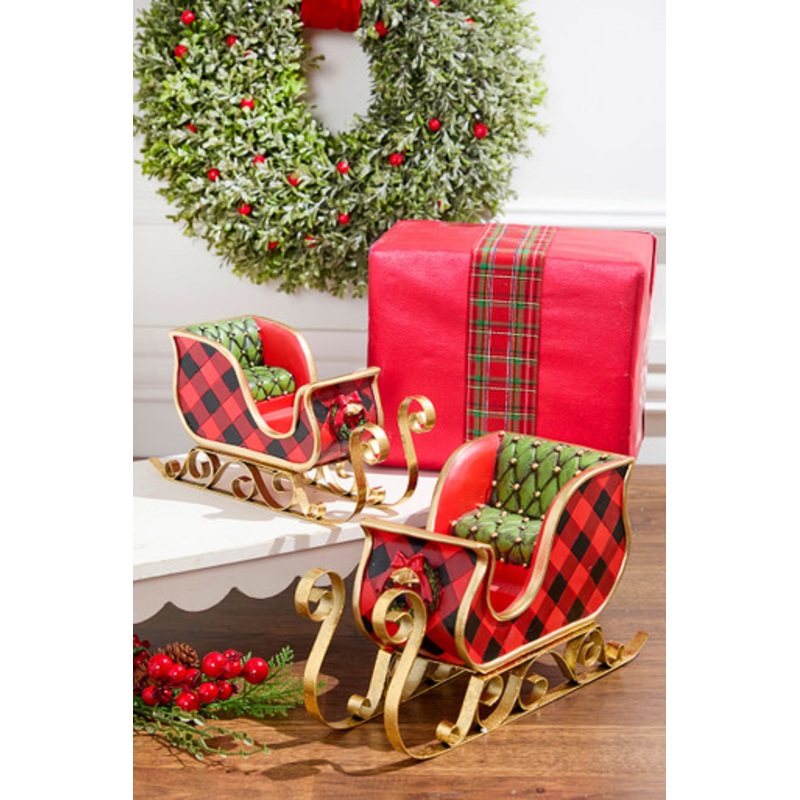 Resin & Metal Holiday Sleigh, Red – Set Of 2