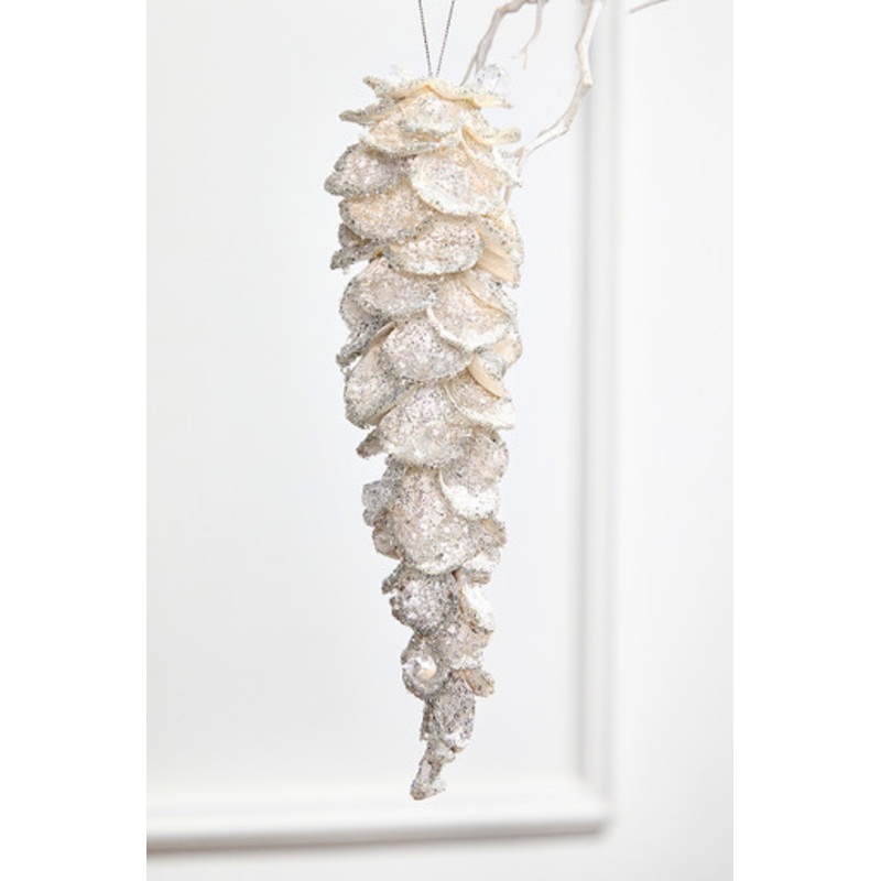 10 Jewel Petal Icicle Ornament – White